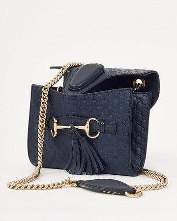 Sac bandoulière Gucci Emily WOC en cuir Microguccissima bleu