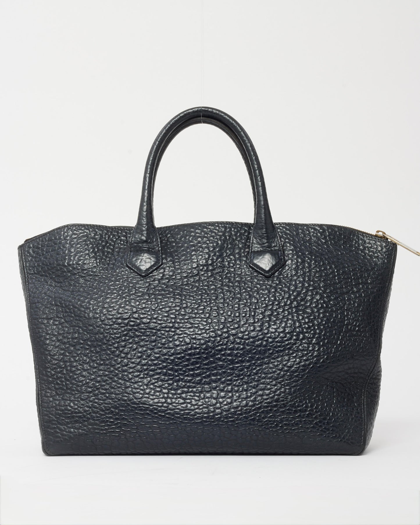Burberry Black Textured Leather 2Way Top Handle Tote Bag with Strap