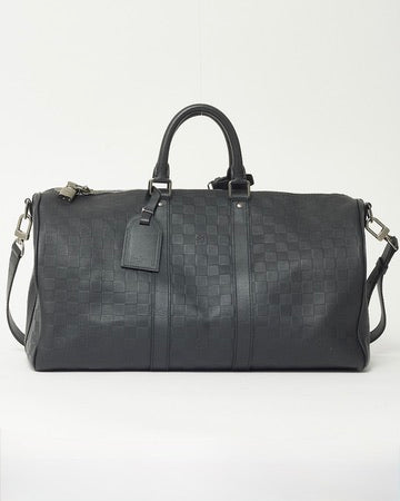 Louis Vuitton Black Damier Infini Leather Keepall Bandoulière 45