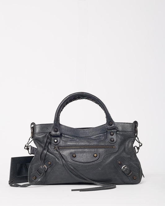 Balenciaga Grey Leather Le City First Bag with Strap