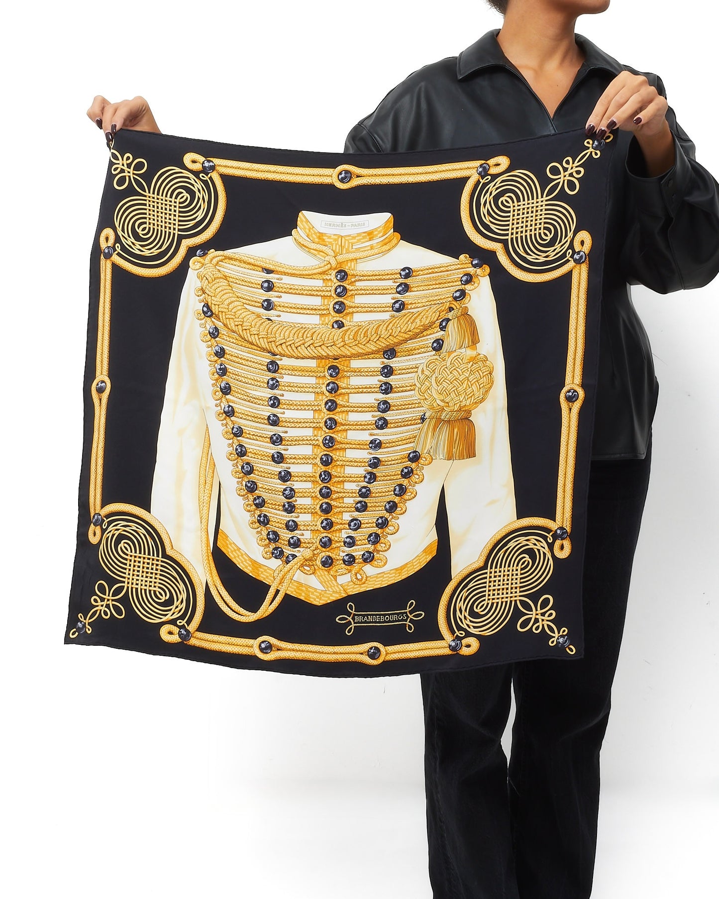 Hermès Navy/Gold/Multi Brandebourgs Carre 70 Silk Scarf