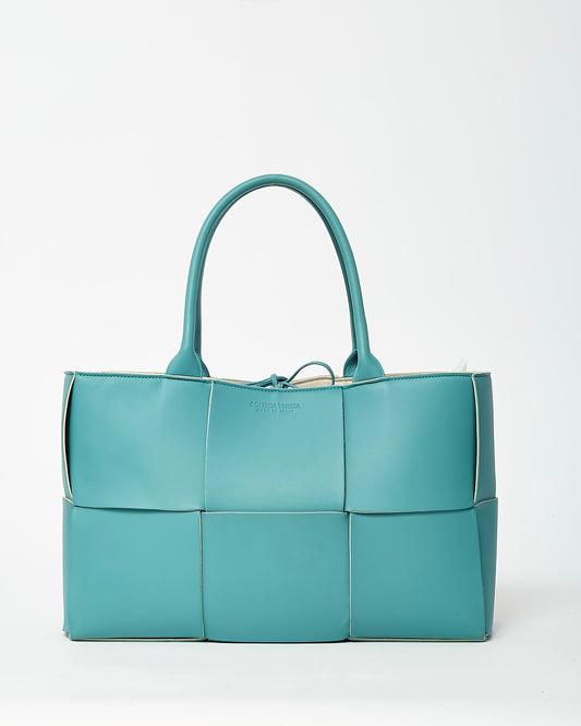 Bottega Veneta Blue Maxi Intrecciato Leather Medium Arco Tote