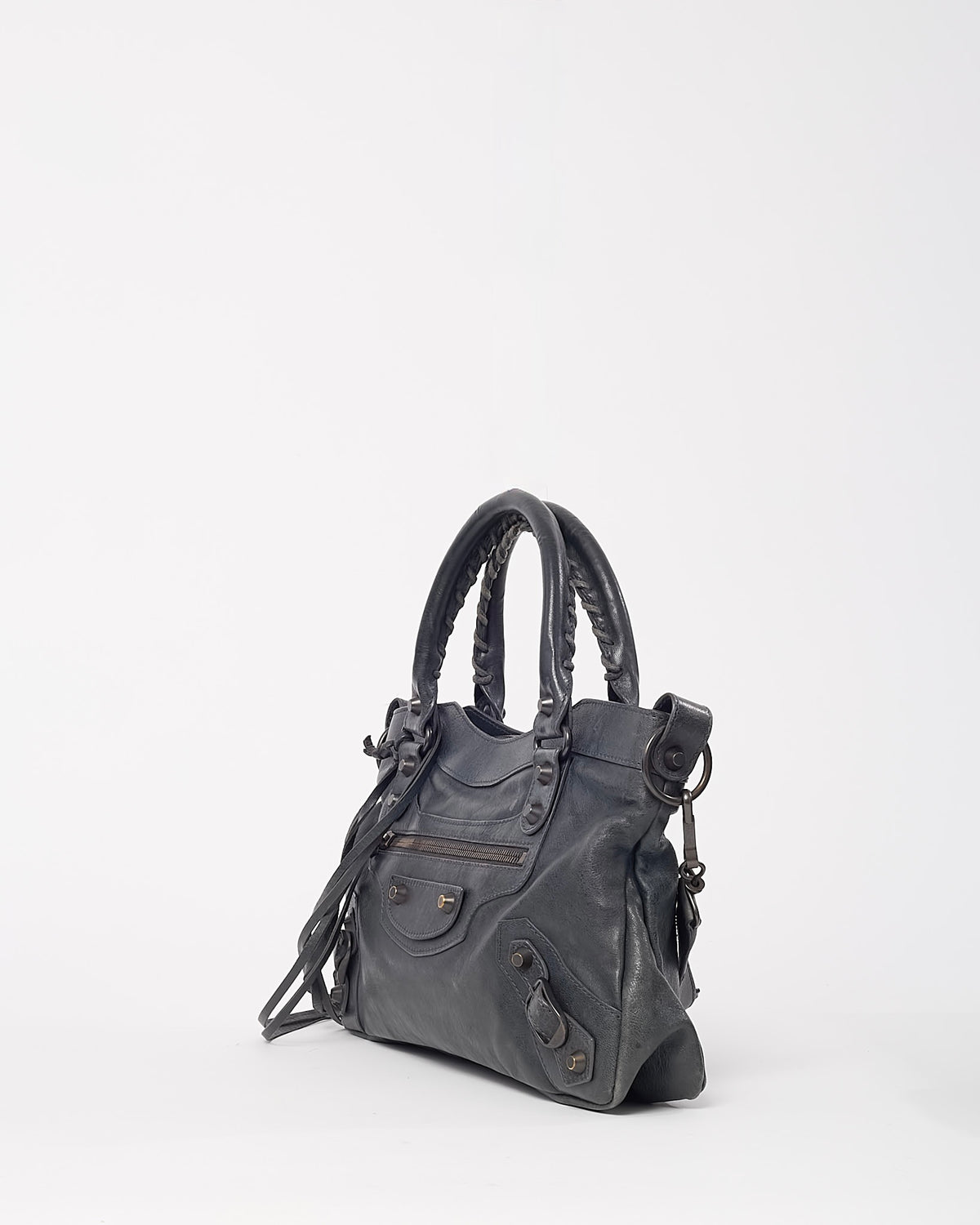 Balenciaga Grey Leather Le City First Bag with Strap