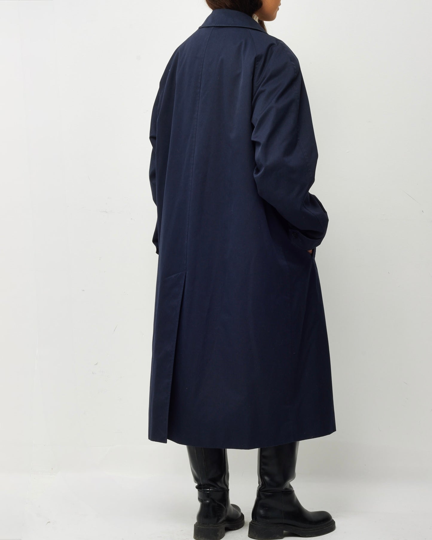 Burberry Vintage Men's Navy Cotton Trench with Removable Check Lining - Men's 54/XXL