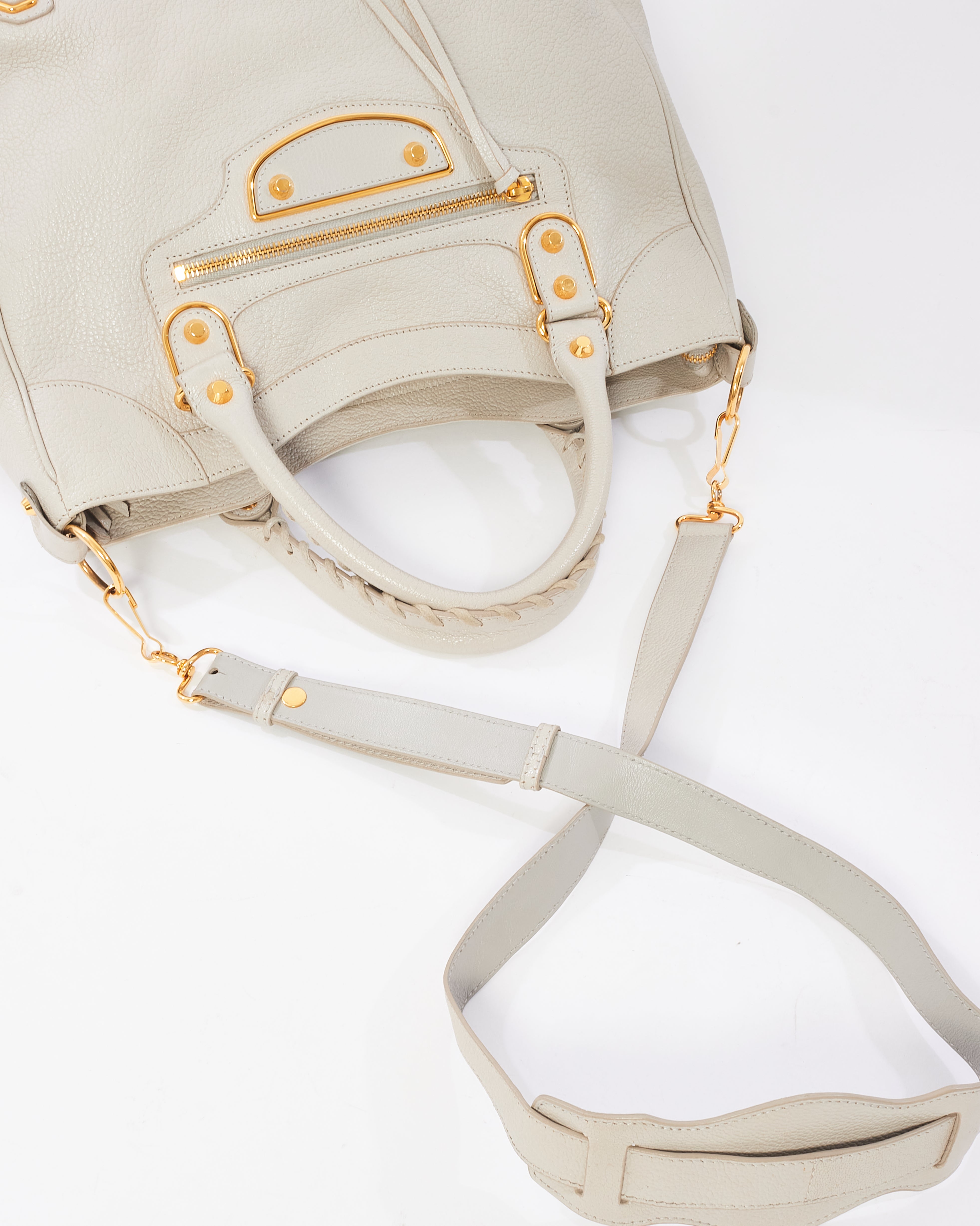 Buy Balenciaga Light Grey Leather Giant 12 Gold Hardware Motocross