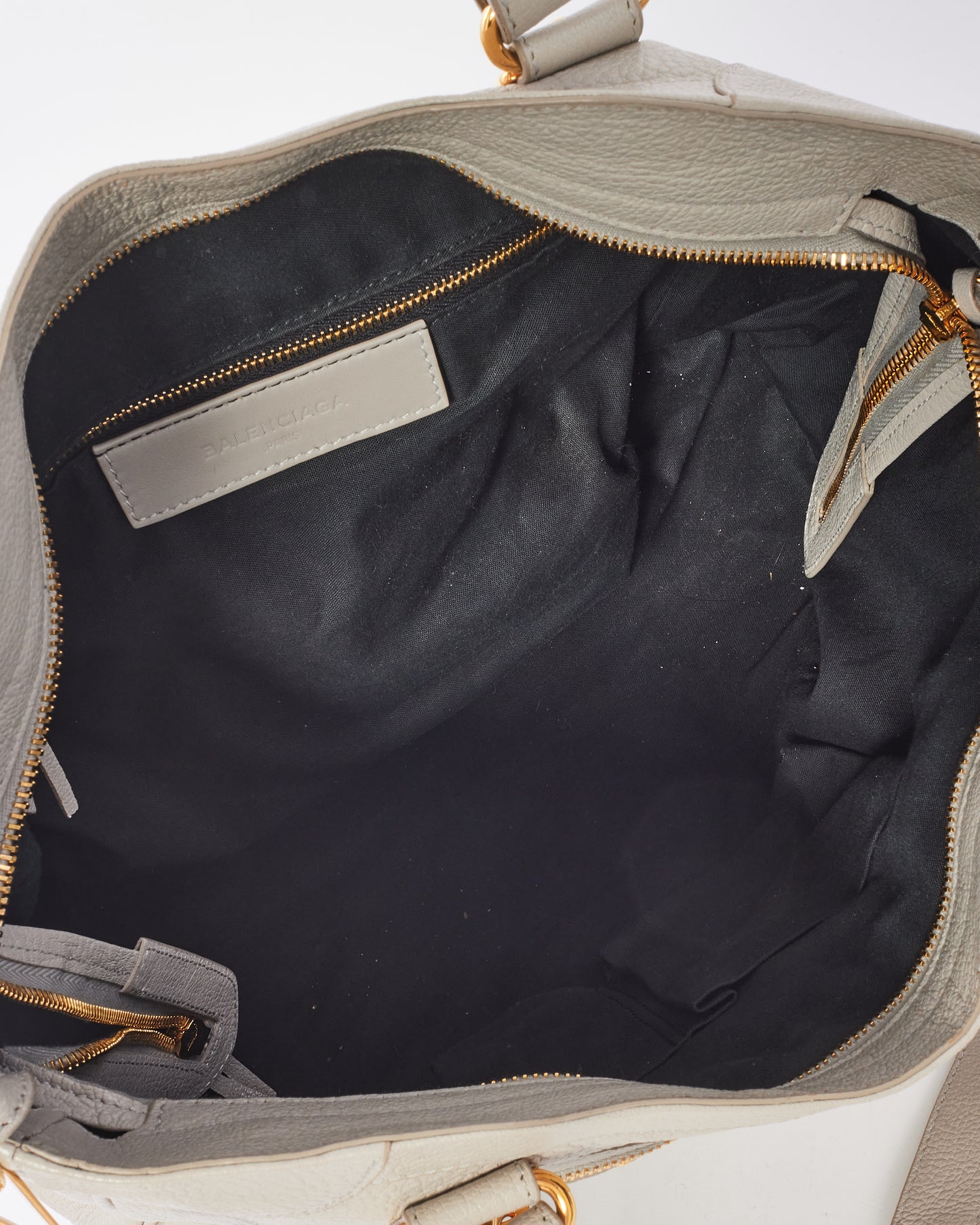 Balenciaga Light Grey Leather Giant 12 Gold Hardware Motocross Velo Bag