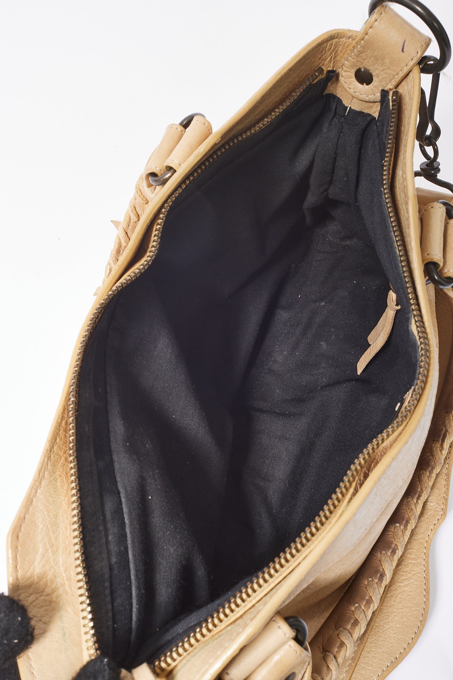 Balenciaga Beige Leather Gunmetal Stud Classic First 2Way Bag