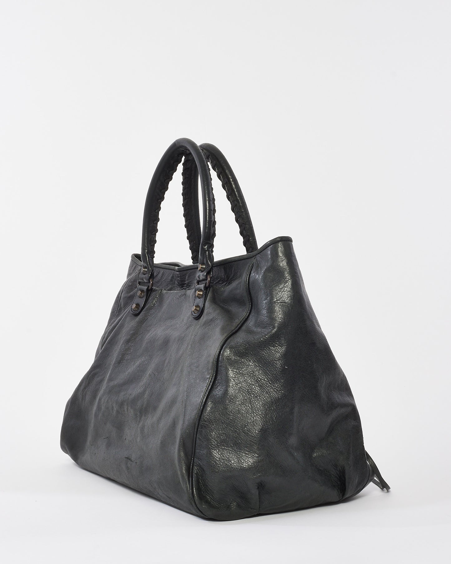 Balenciaga Black Leather Large Sunday Tote Bag