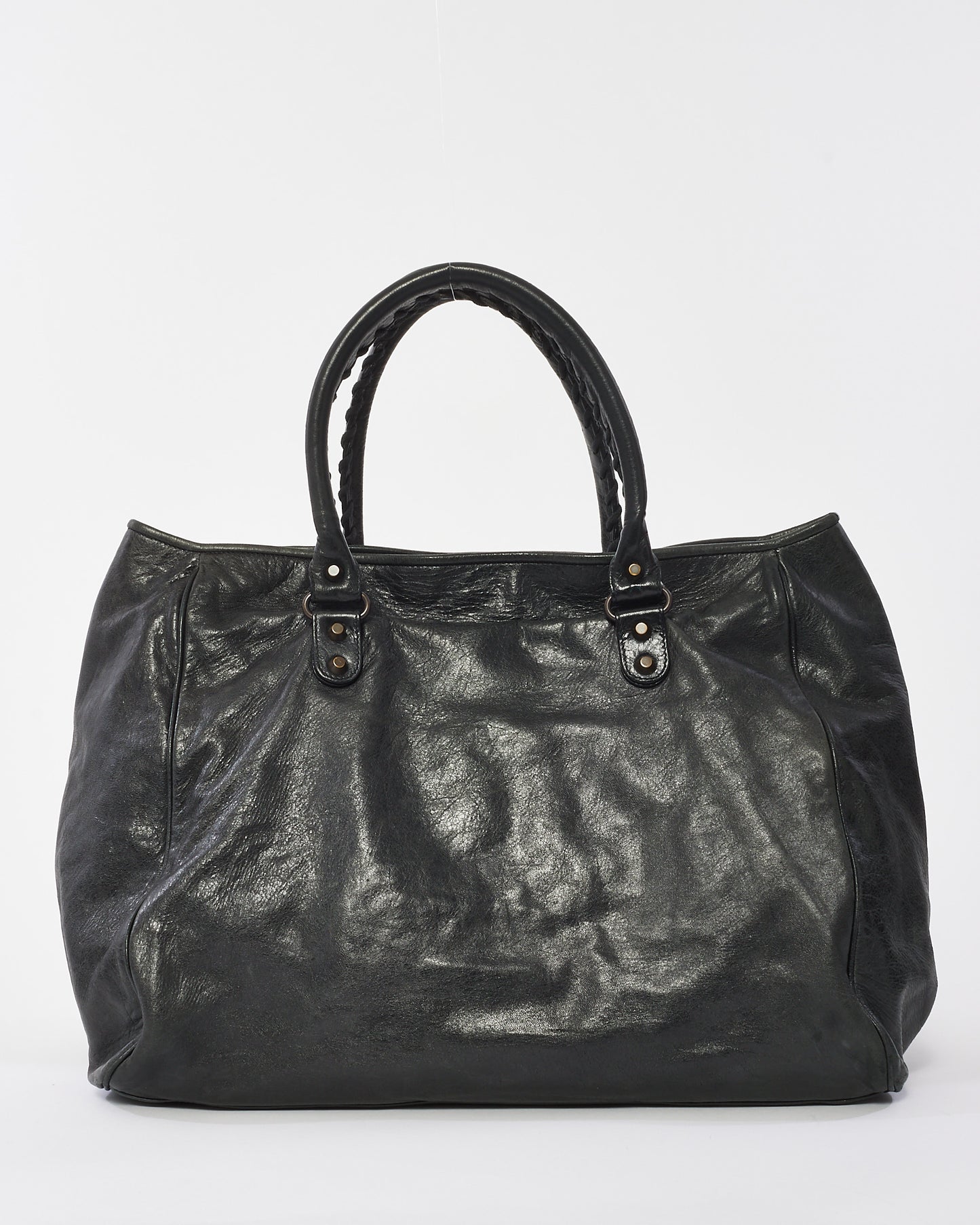 Balenciaga Black Leather Large Sunday Tote Bag