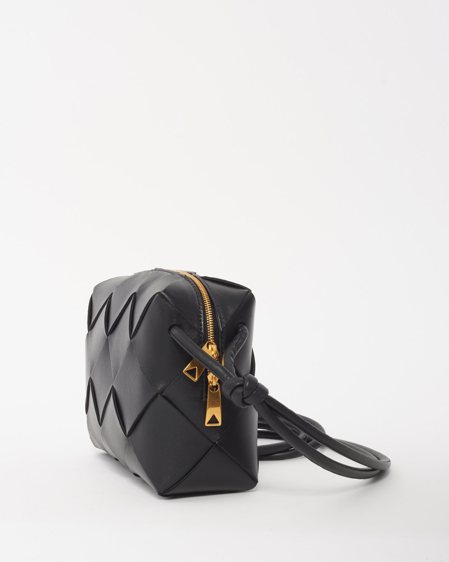 Bottega Veneta Black Intrecciato Leather Small Cassette Camera Bag