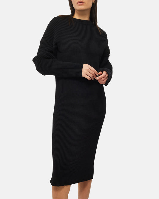Bottega Veneta Black Knit Backless Midi Dress - S