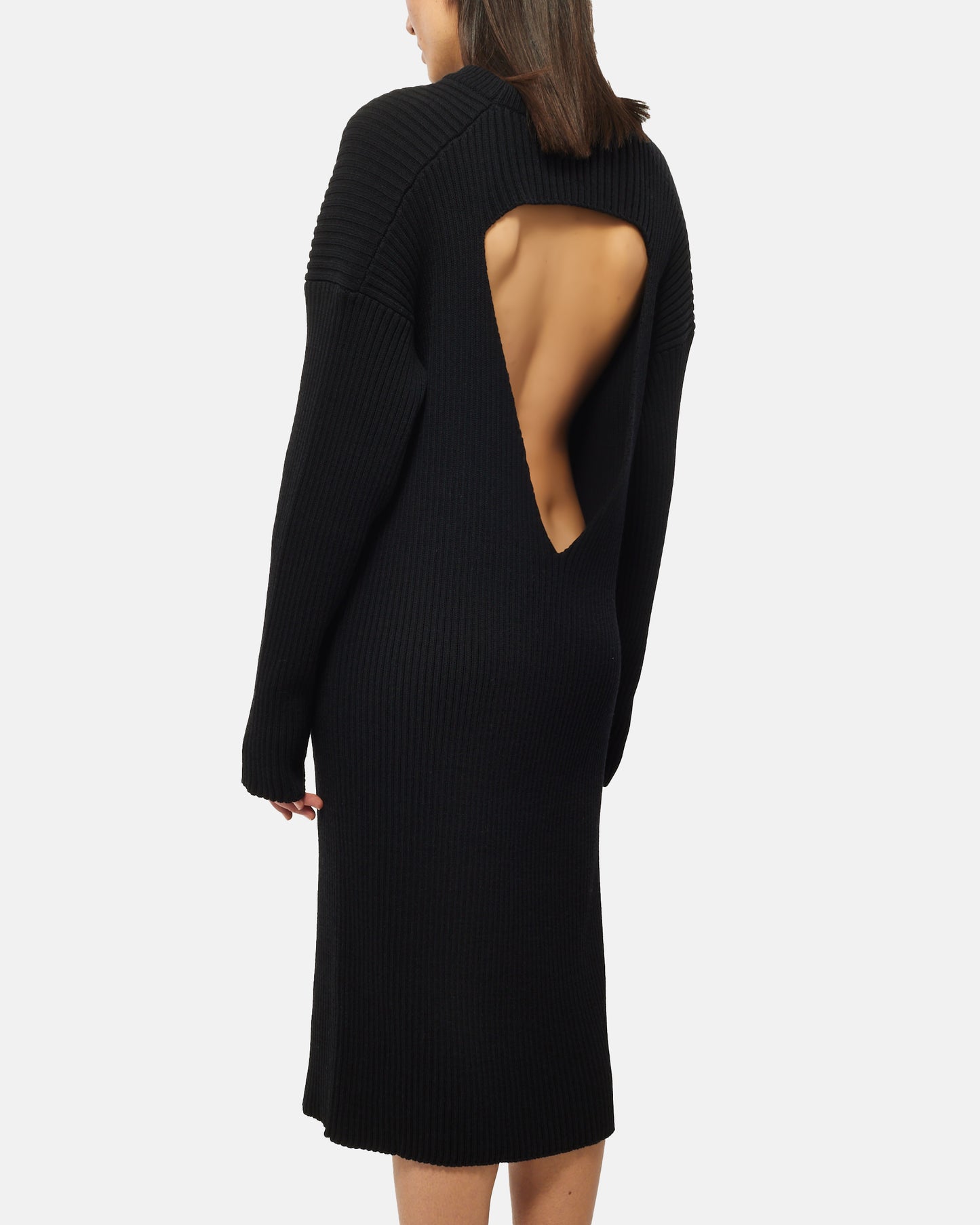 Bottega Veneta Black Knit Backless Midi Dress - S
