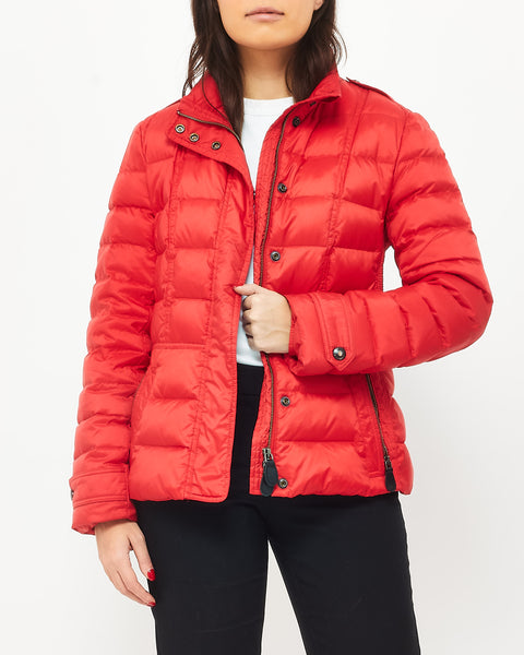 Buy Burberry Red Puffer Jacket XS Authenticated Pre-Owned