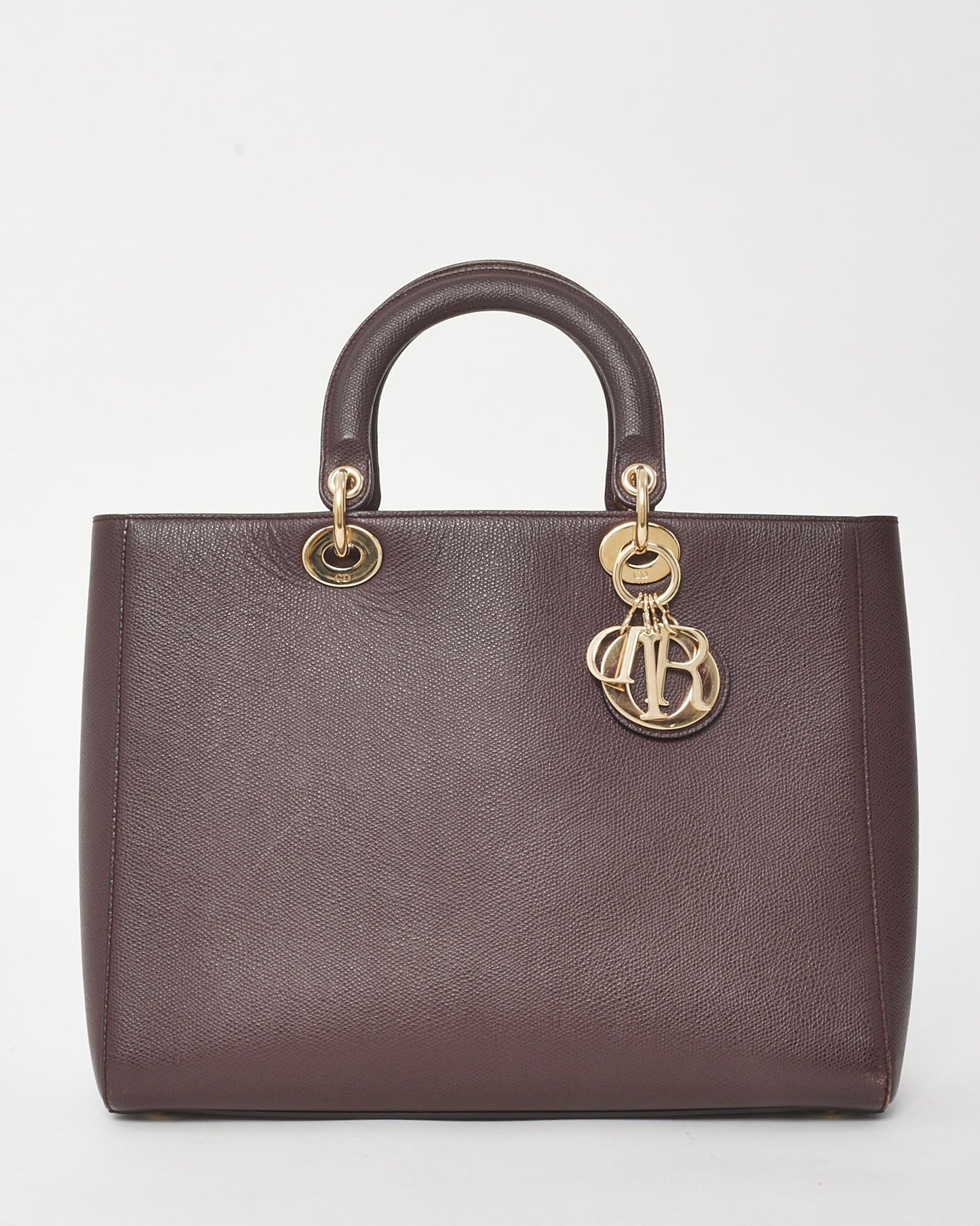 Dior Burgundy Grained Calfskin Leather Large Lady Dior Bag GHW with NO STRAP