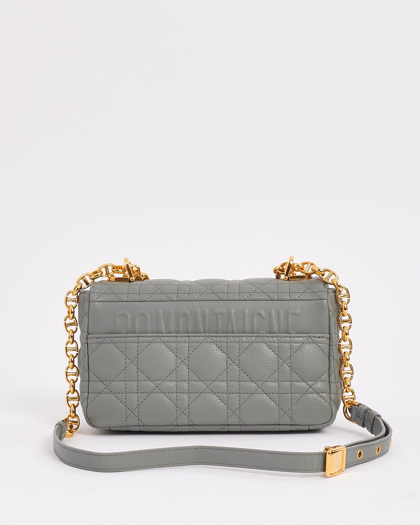 Dior Grey (Stone) Leather Small Caro Bag with Gold Hardware