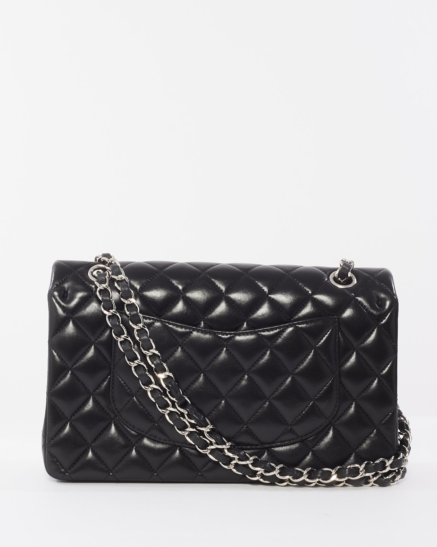 Chanel Black Lambskin Leather Medium Classic Double Flap Bag SHW
