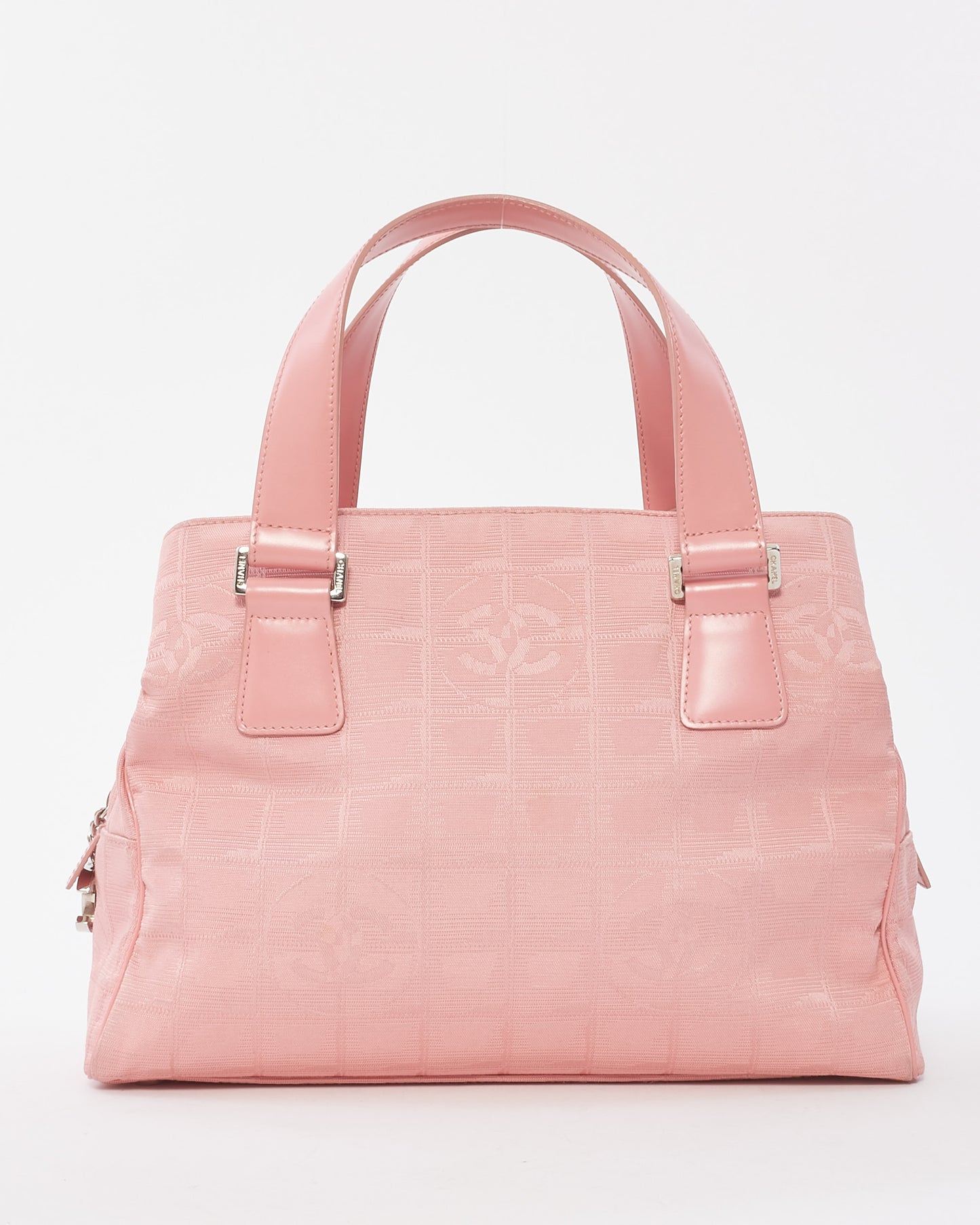 Chanel Vintage Pink New Line Canvas Logo Top Handle Bag