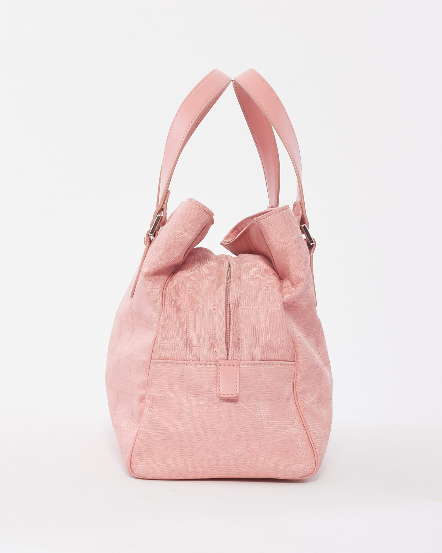 Chanel Vintage Pink New Line Canvas Logo Top Handle Bag