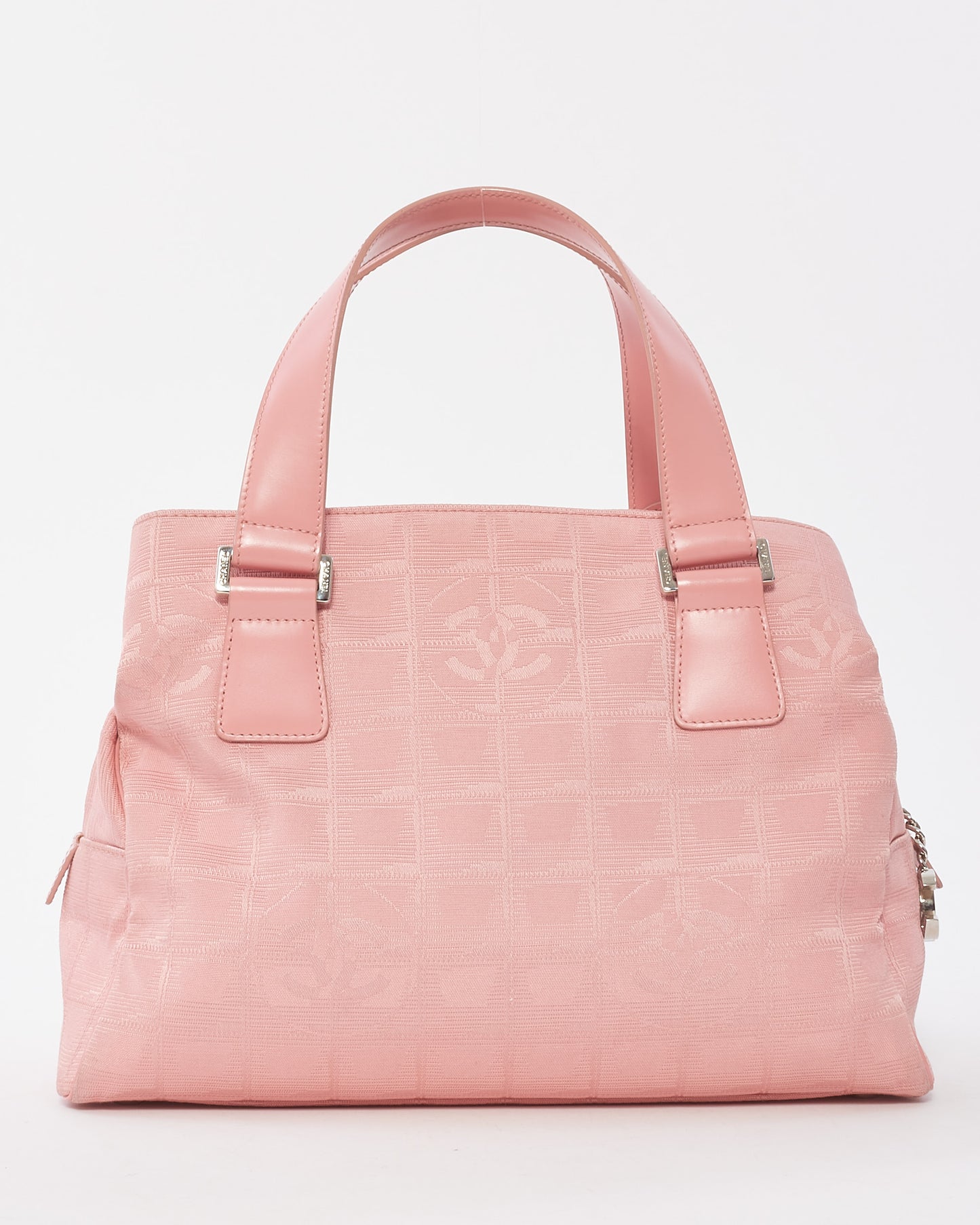 Chanel Vintage Pink New Line Canvas Logo Top Handle Bag