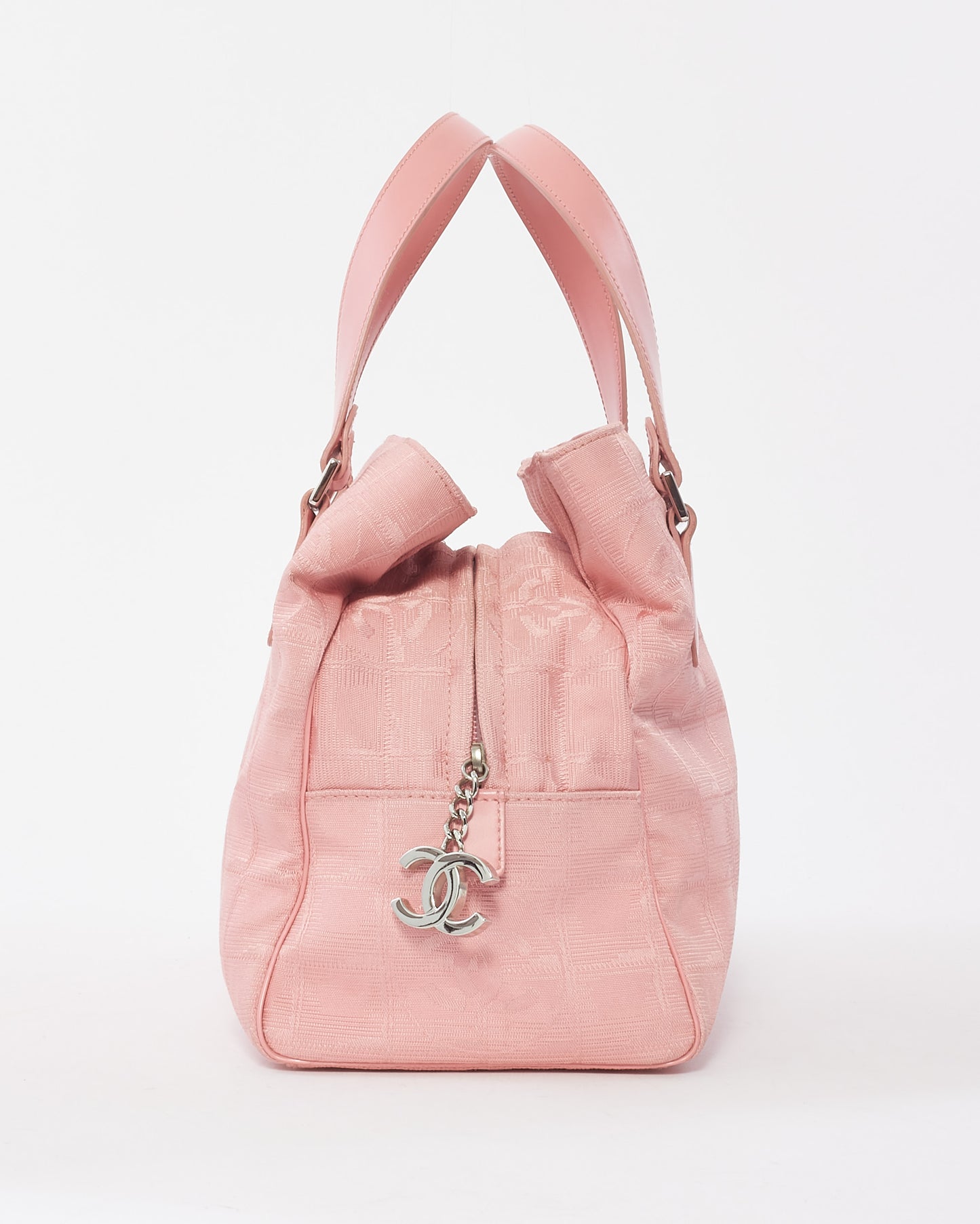 Chanel Vintage Pink New Line Canvas Logo Top Handle Bag