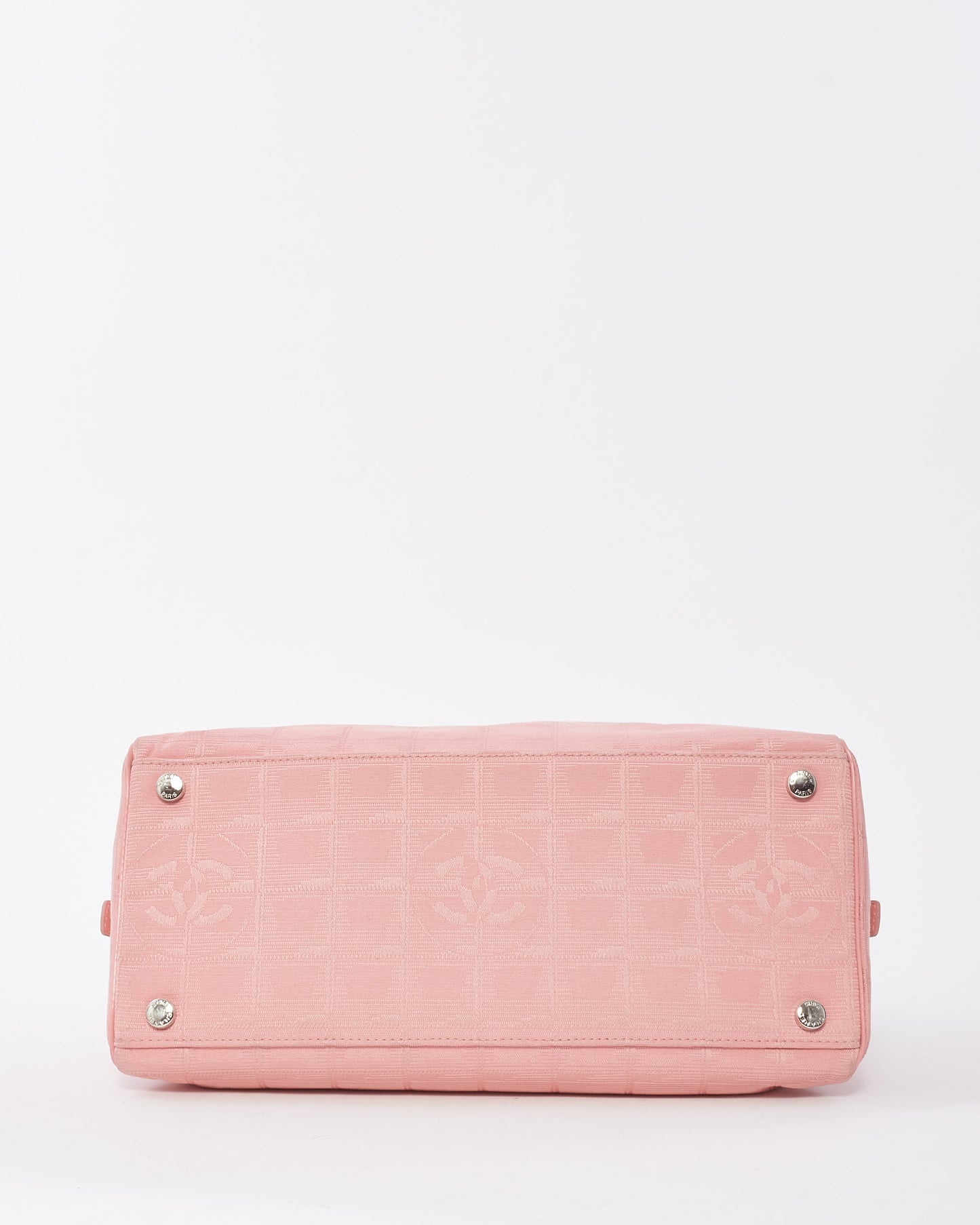 Chanel Vintage Pink New Line Canvas Logo Top Handle Bag