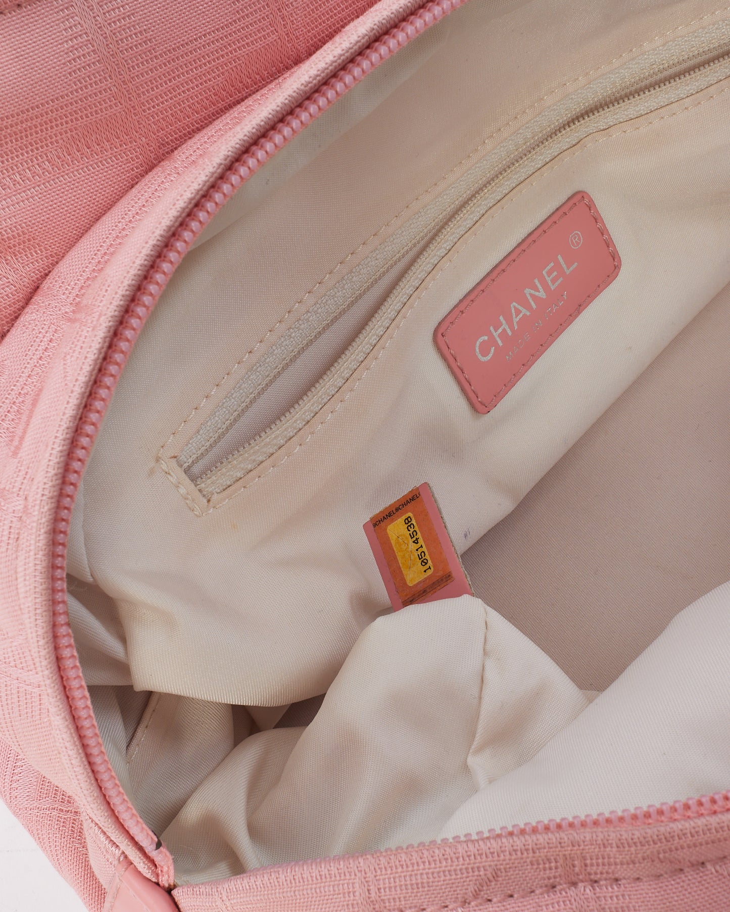 Chanel Vintage Pink New Line Canvas Logo Top Handle Bag