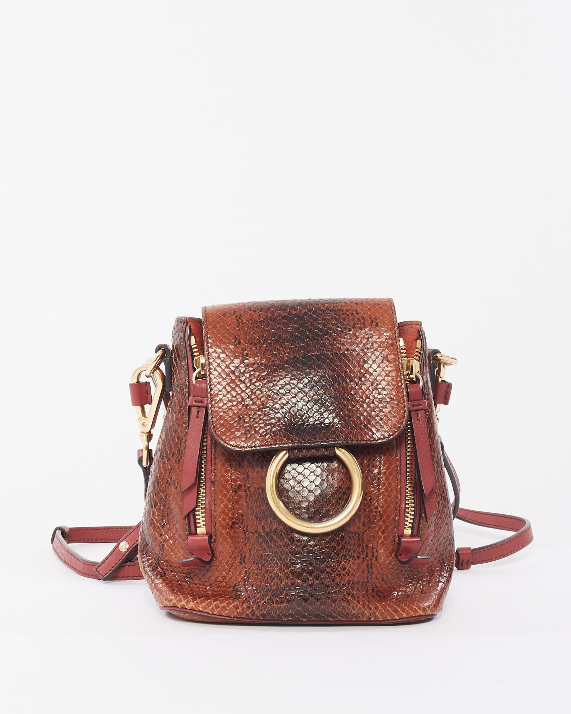 Buy Chloé Burgundy Python Leather Small Faye Backpack