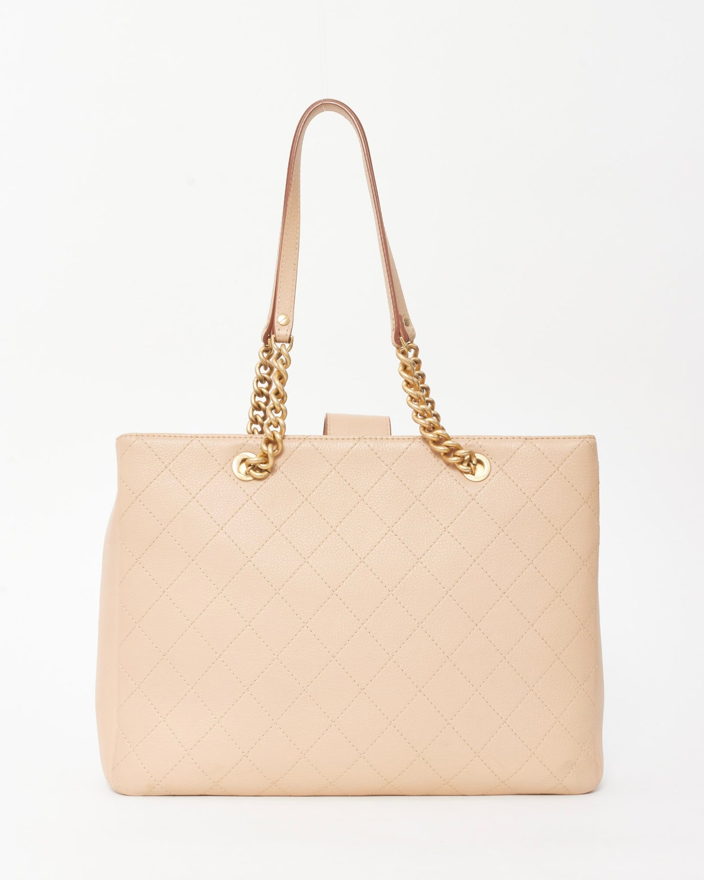 Chanel Beige Caviar Leather Large Archi Chic Shopping Tot Bag GHW