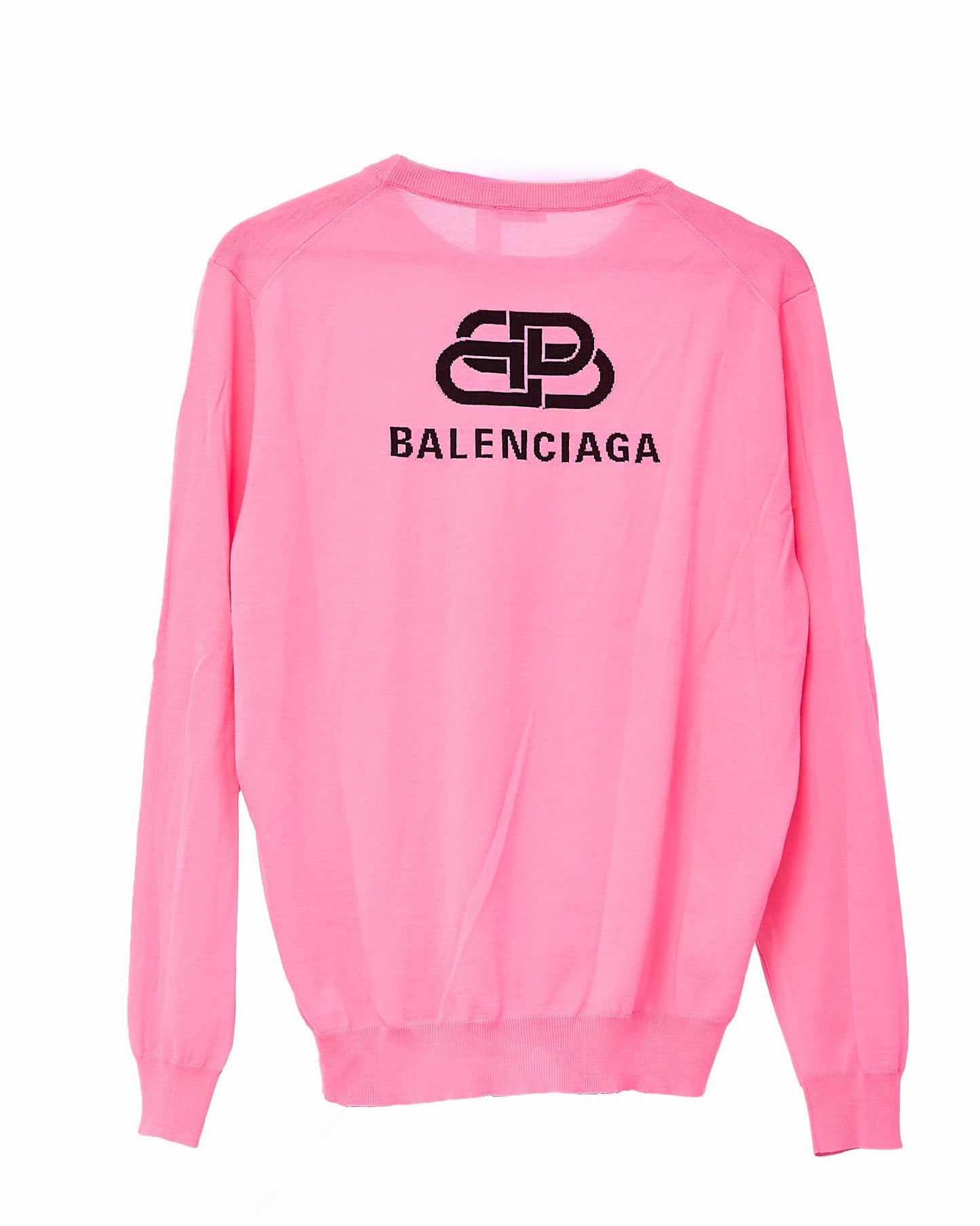 Balenciaga Pink Logo Long Sleeve Sweater - XL