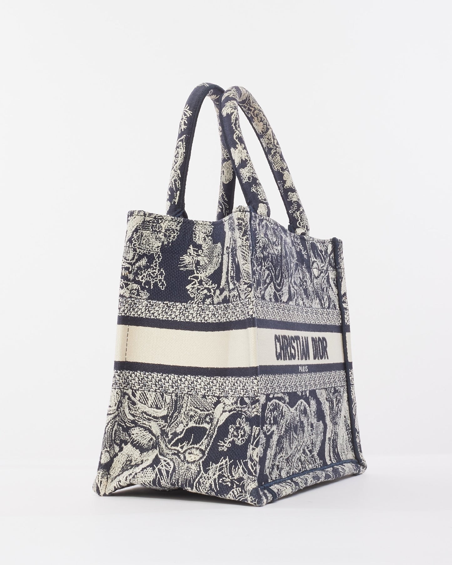 Dior Blue and White Toile de Jouy Reverse Embroidery Canvas Small Book Tote