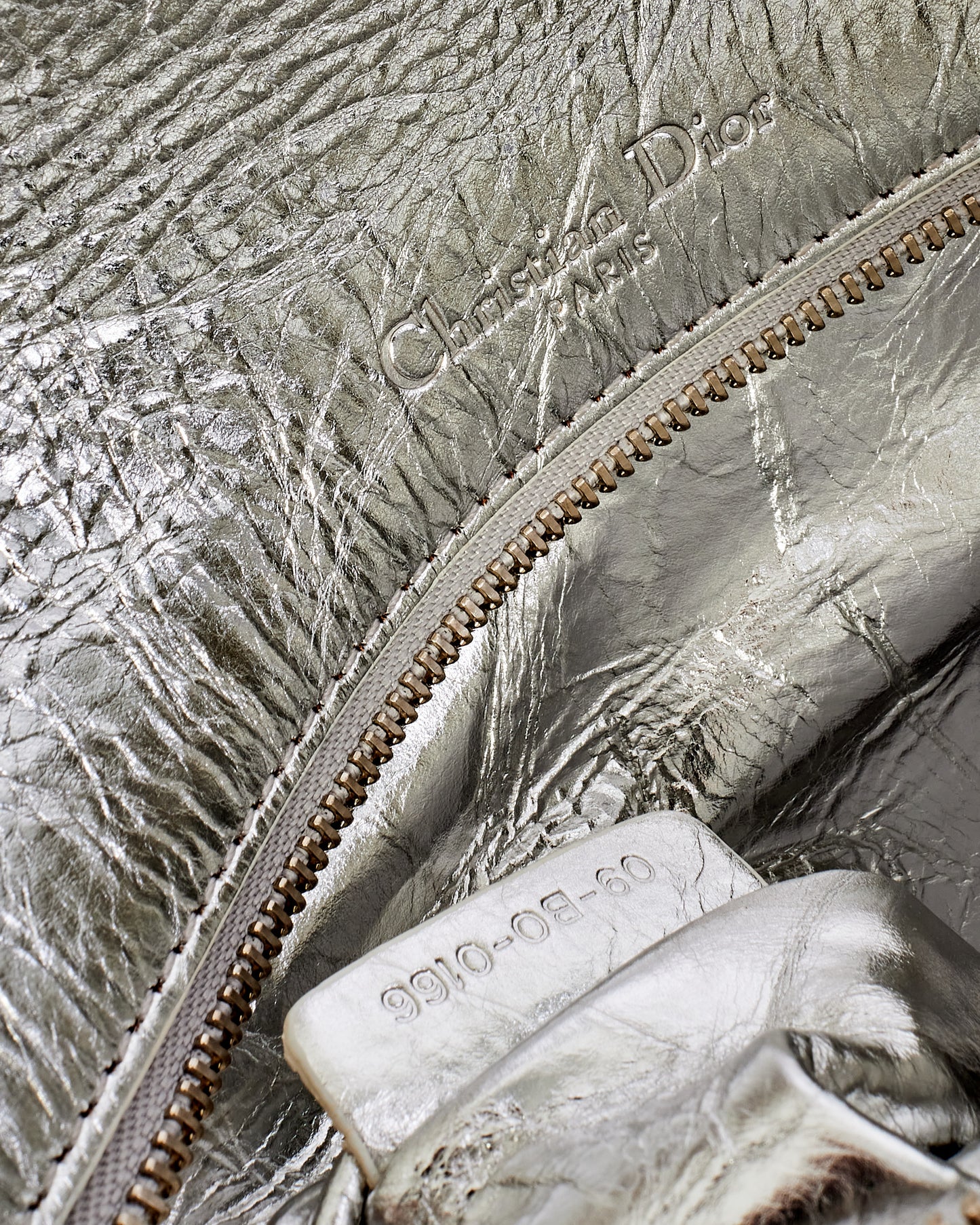 Dior Silver Leather Large Diorama Clutch