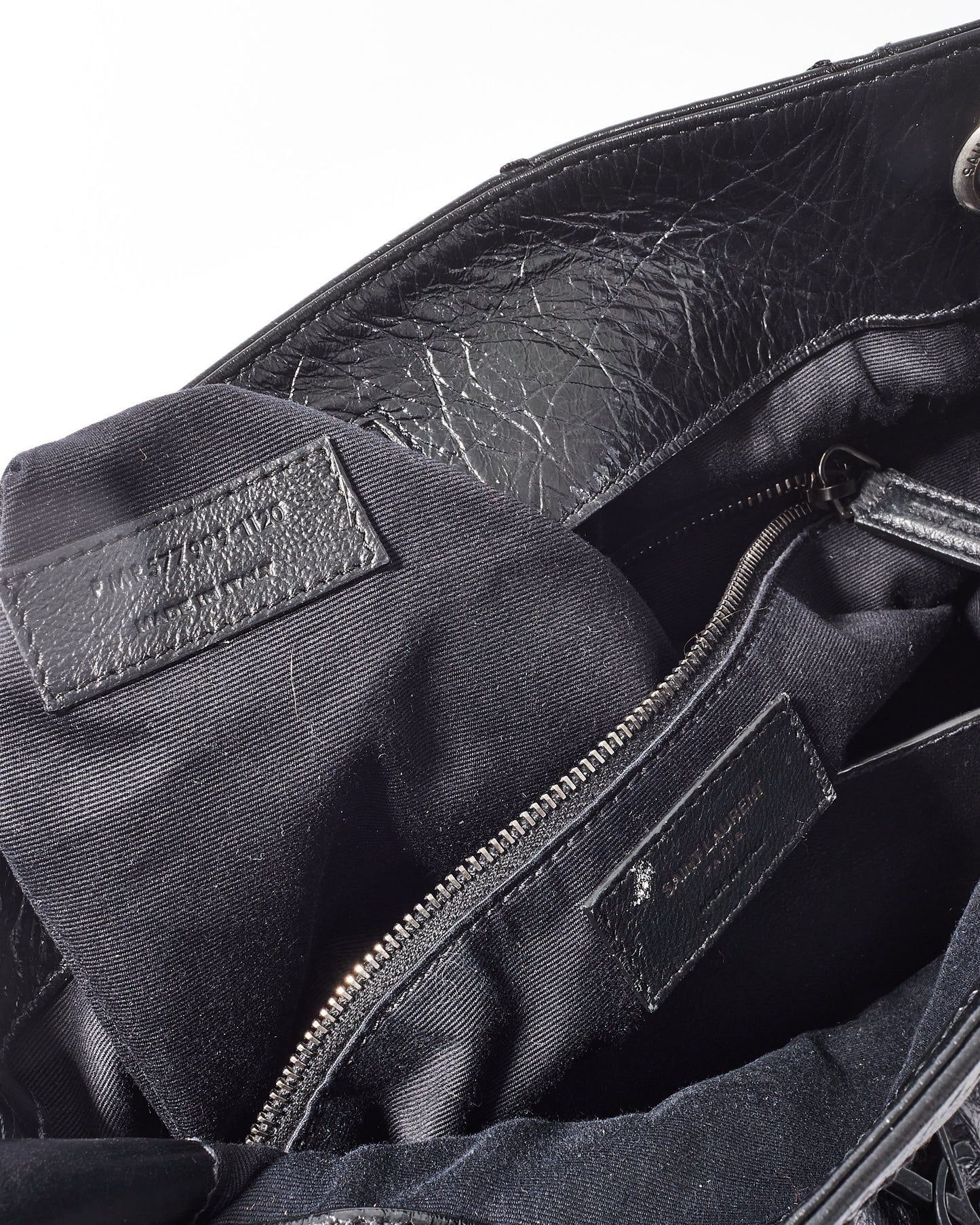 Saint Laurent Black Crinkle Leather Niki Tote Bag