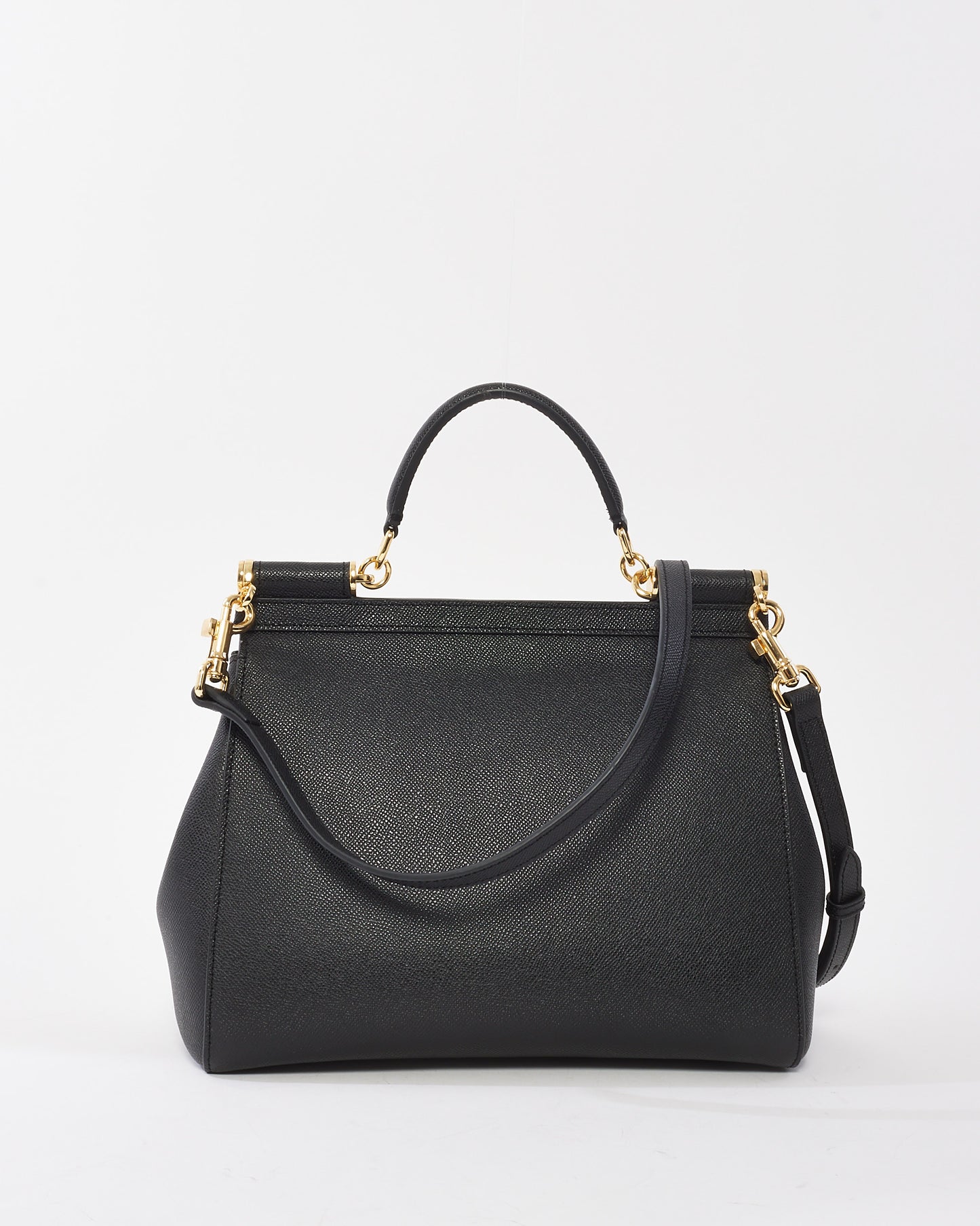 Dolce & Gabbana Black Leather Medium Miss Sicily Bag