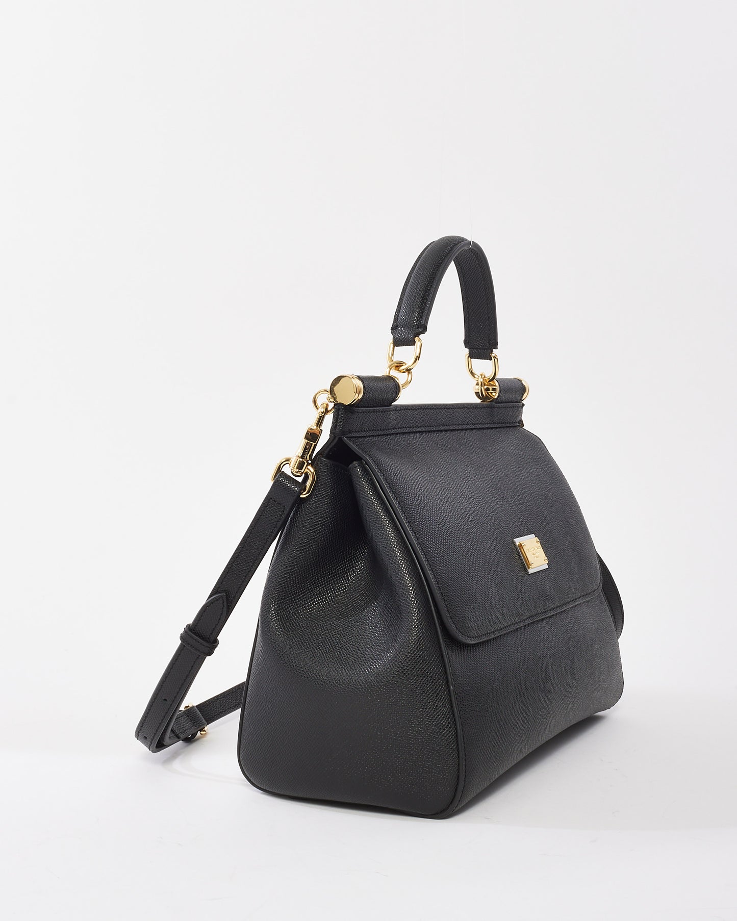 Dolce & Gabbana Black Leather Medium Miss Sicily Bag