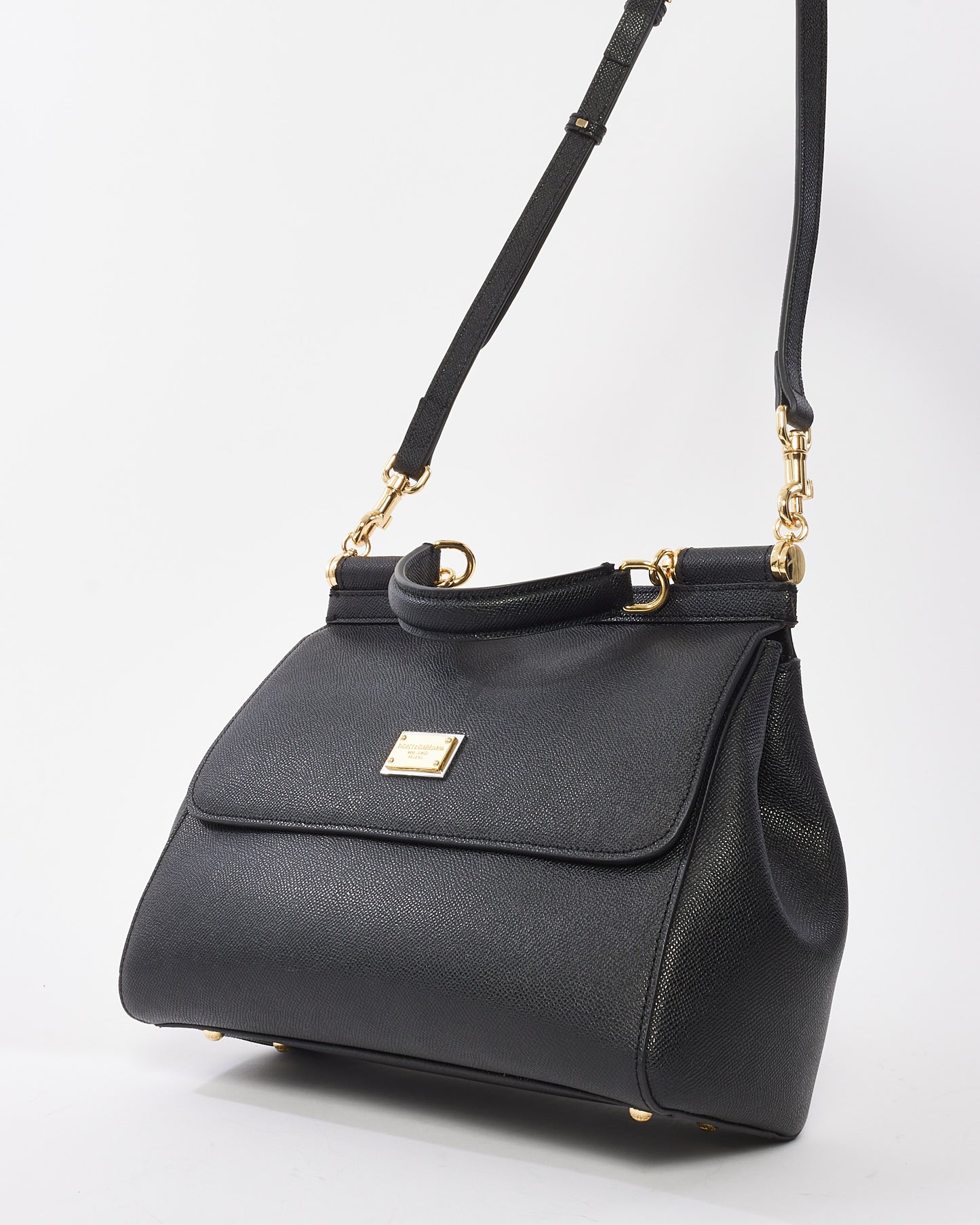 Dolce & Gabbana Black Leather Medium Miss Sicily Bag