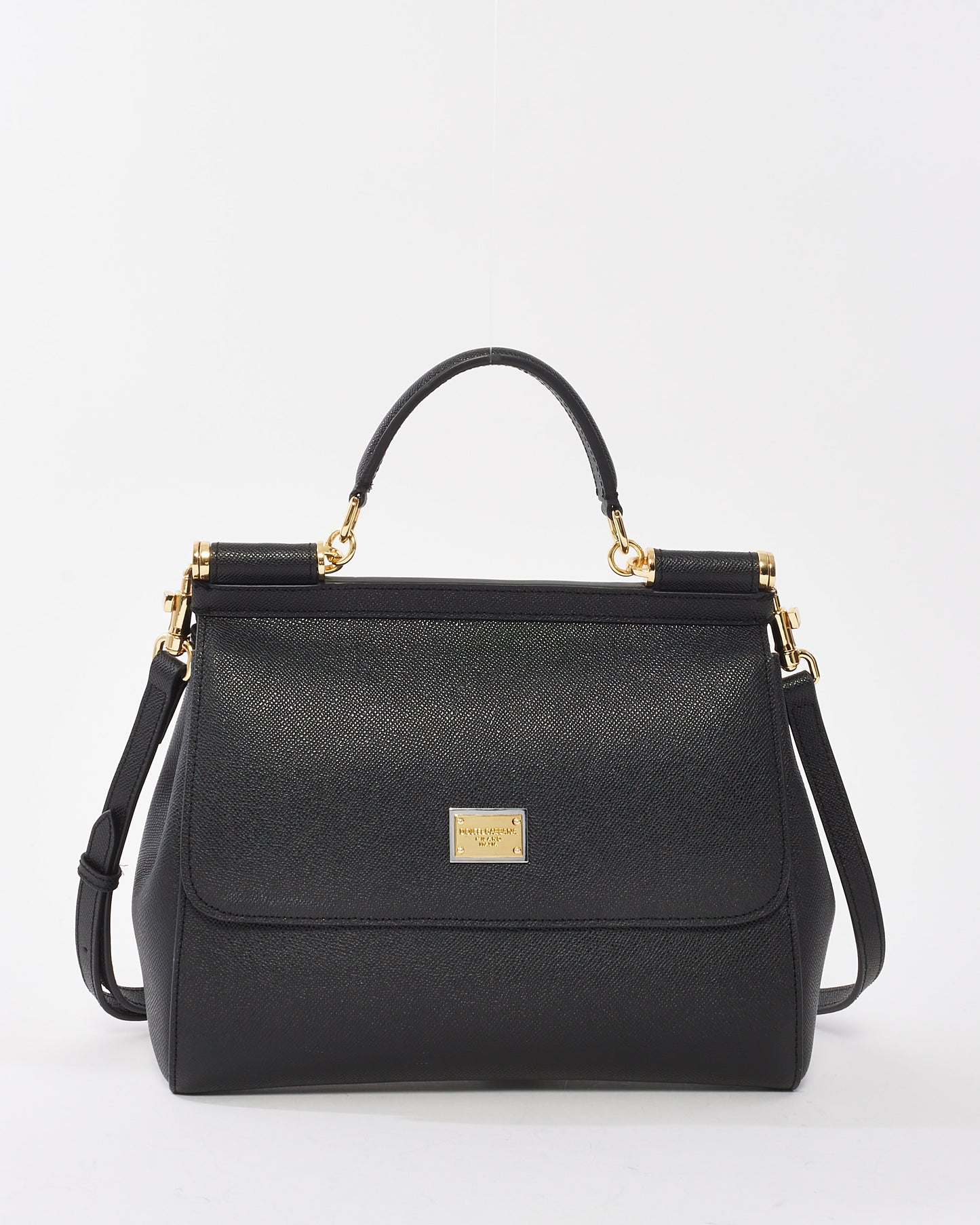 Dolce & Gabbana Black Leather Medium Miss Sicily Bag