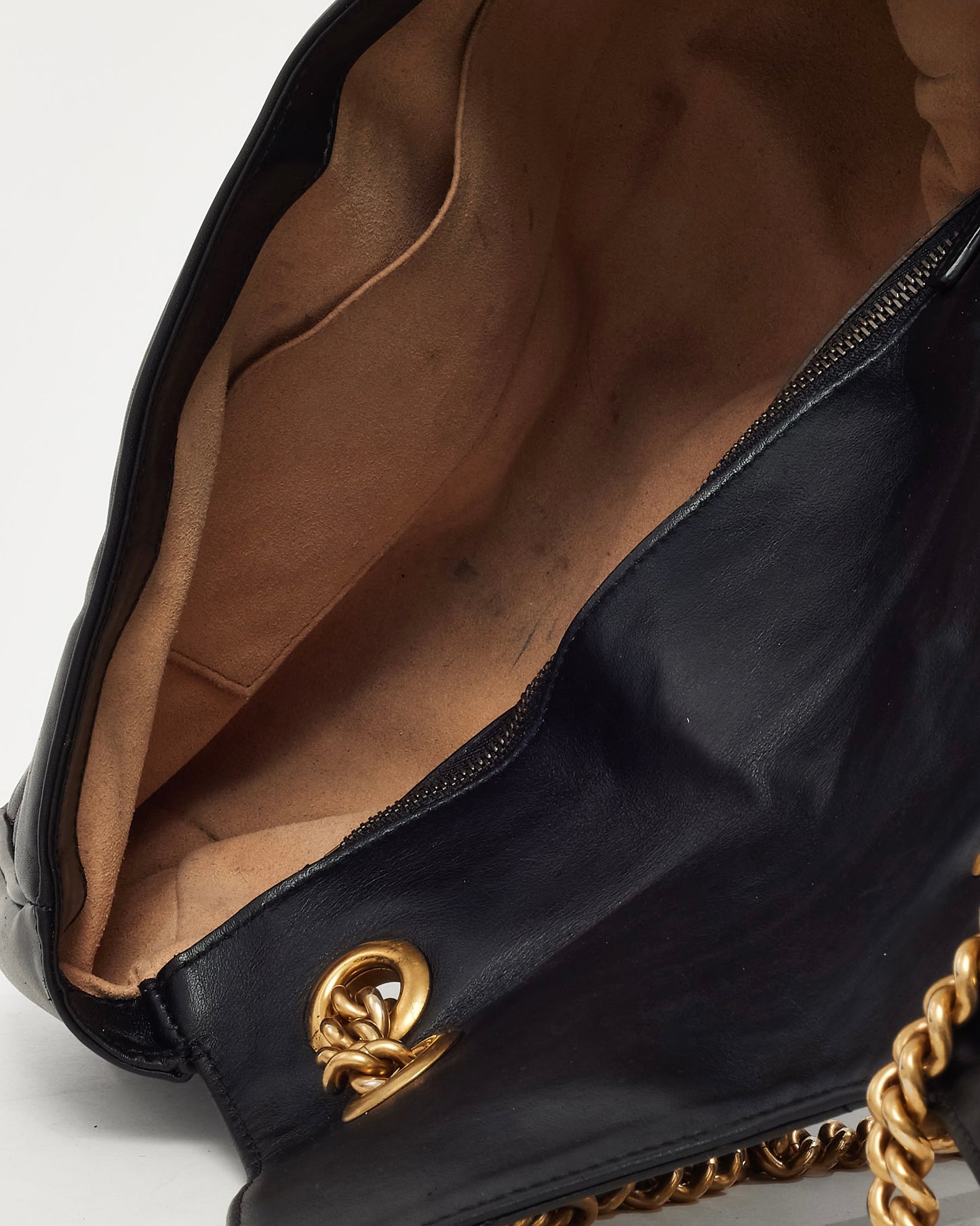 Gucci Black Matelassé Leather Medium GG Marmont Shoulder Bag GHW