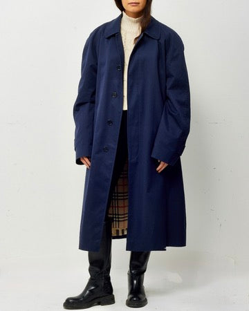 Burberry Vintage Men's Navy Cotton Trench with Removable Check Lining - Men's 54/XXL