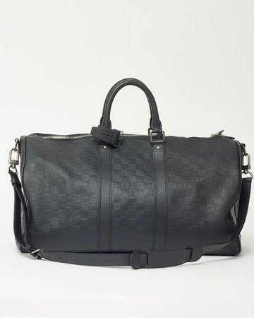 Louis Vuitton Black Damier Infini Leather Keepall Bandoulière 45