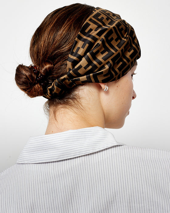 Fendi Brown Zucca Print Silk Headband