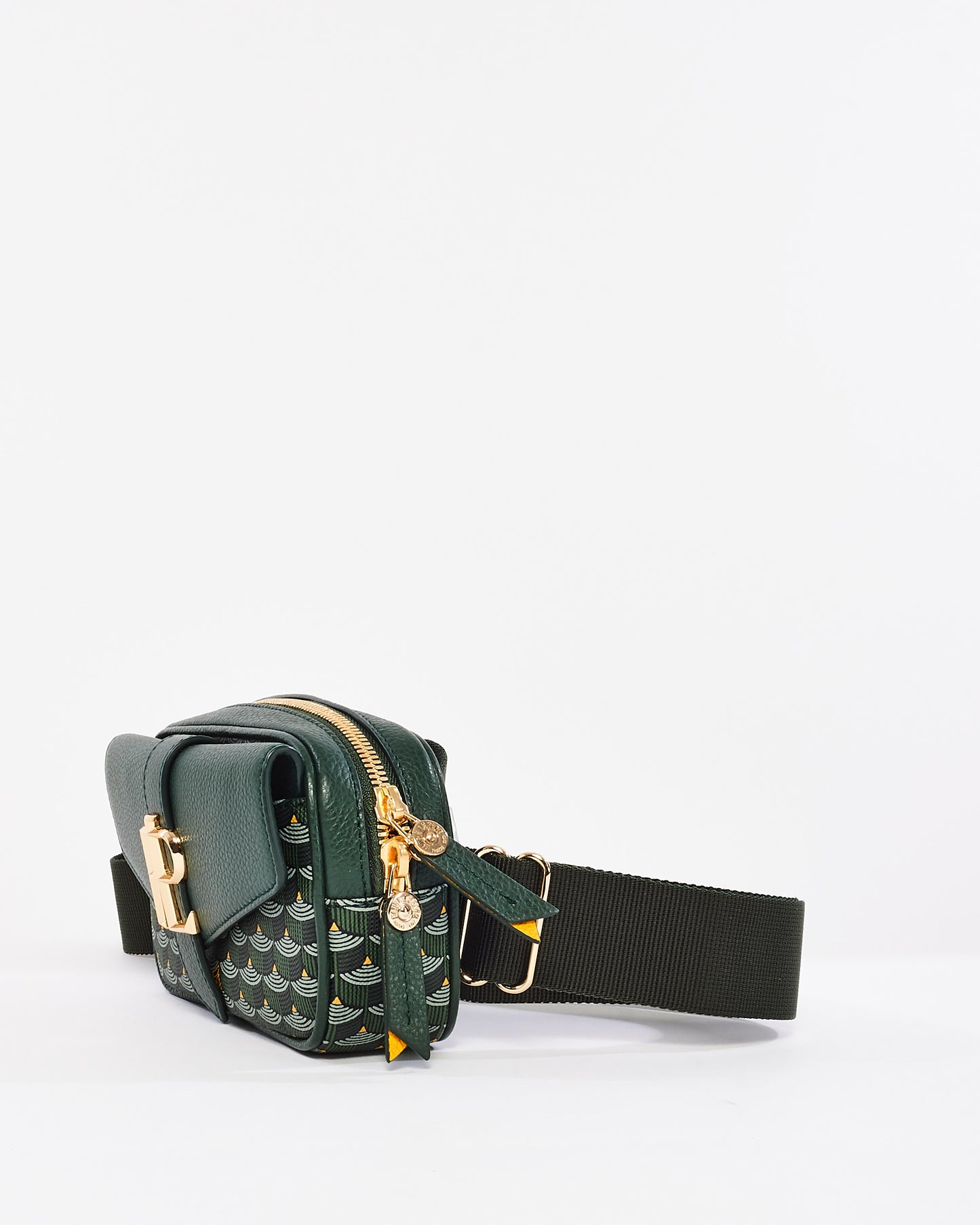 Fauré Le Page Green Coated Canvas Printed Belt Bag