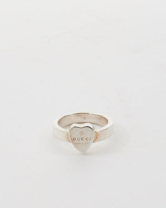 Gucci Sterling Silver Logo Heart Ring - 6