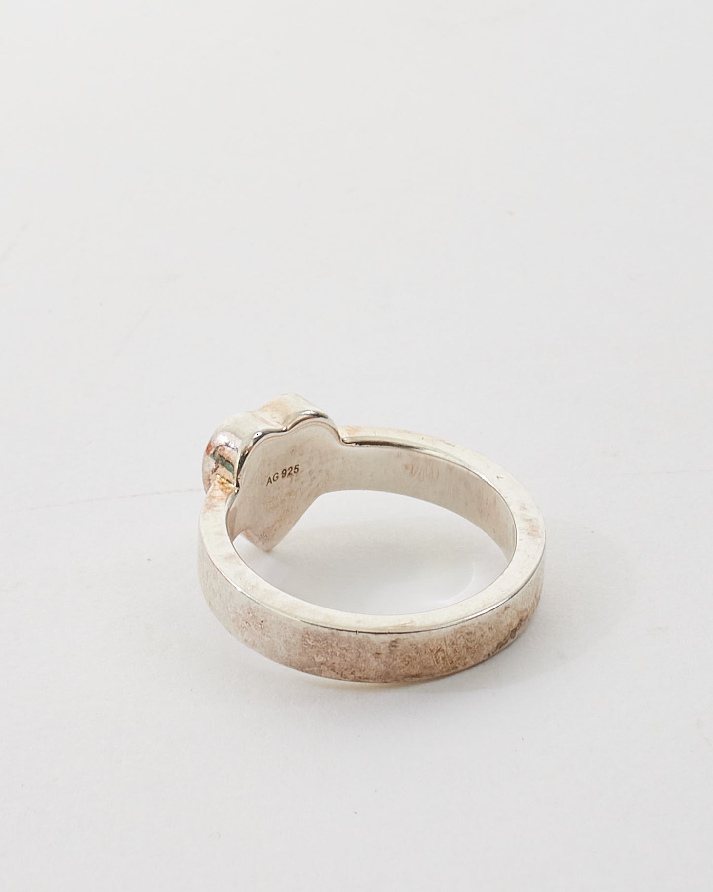 Gucci Sterling Silver Logo Heart Ring - 6