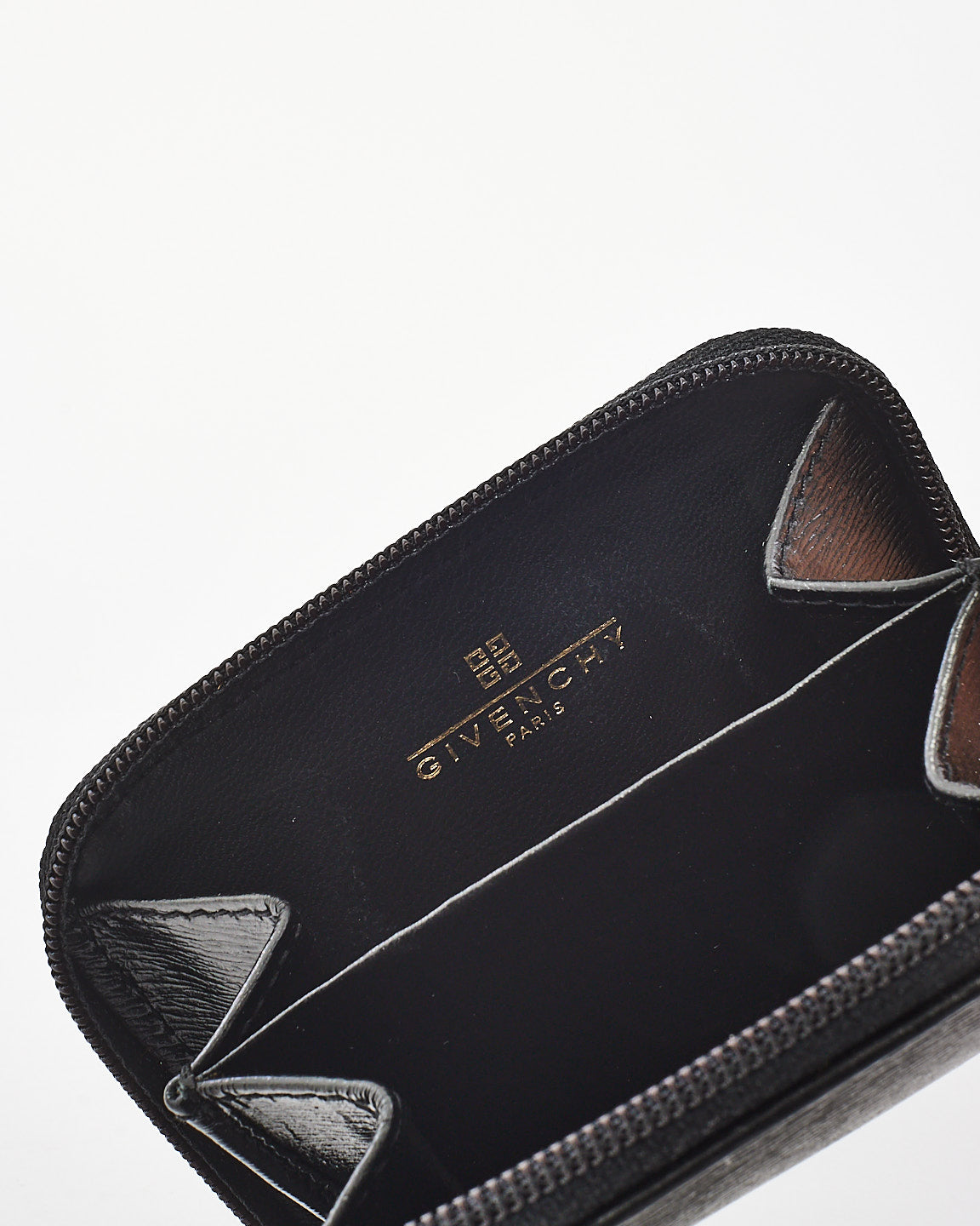 Givenchy Vintage Gentlemen Black Leather Zip Around Coin Purse Wallet