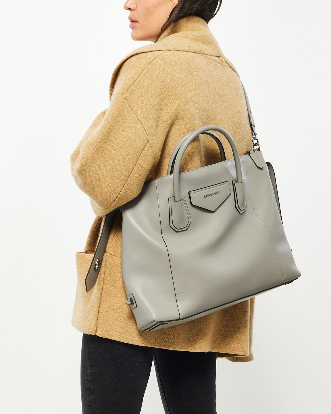 Givenchy Grey Leather Medium Soft Antigona Tote Bag