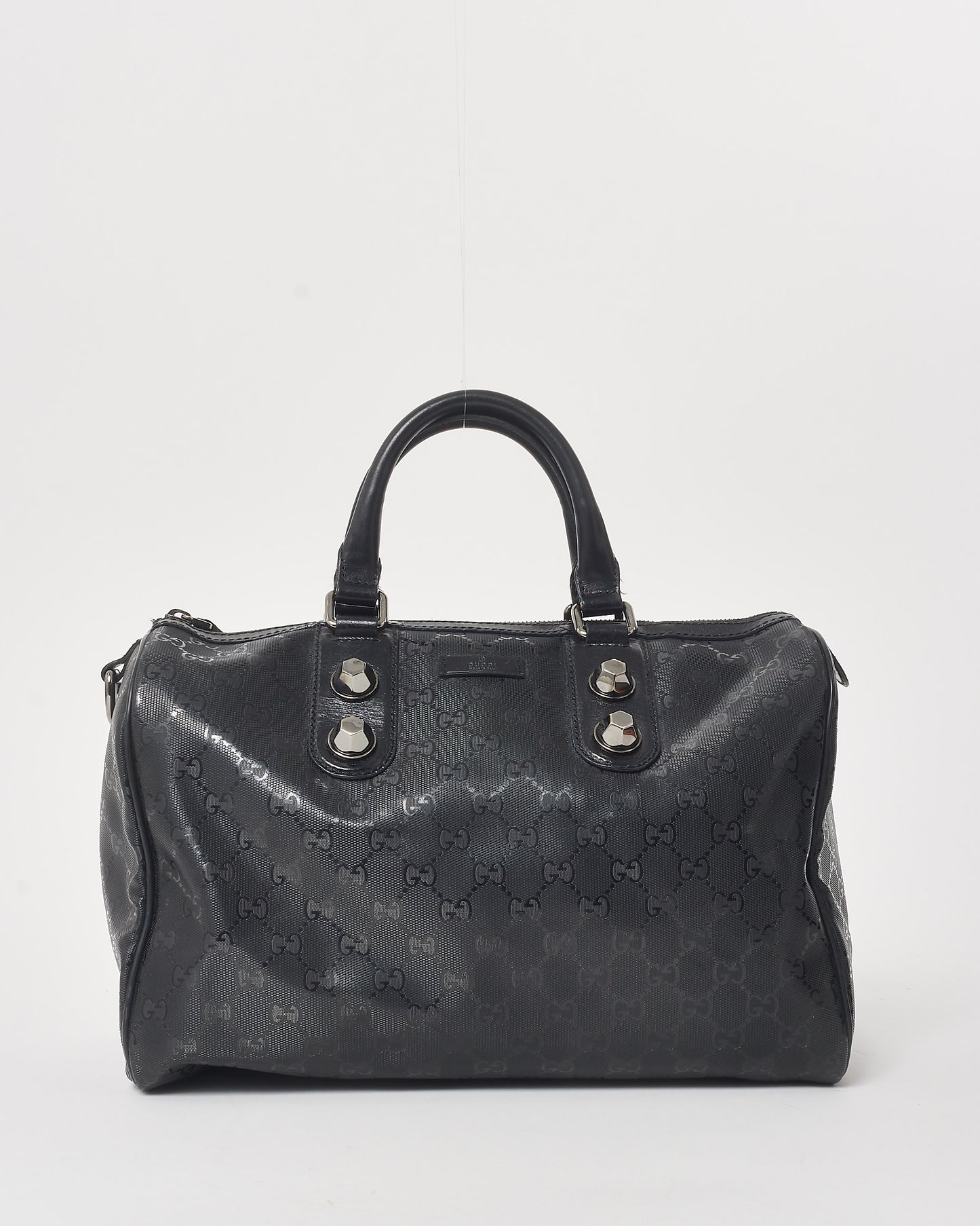 Gucci Black Coated Canvas Guccissima Logo Boston Bag