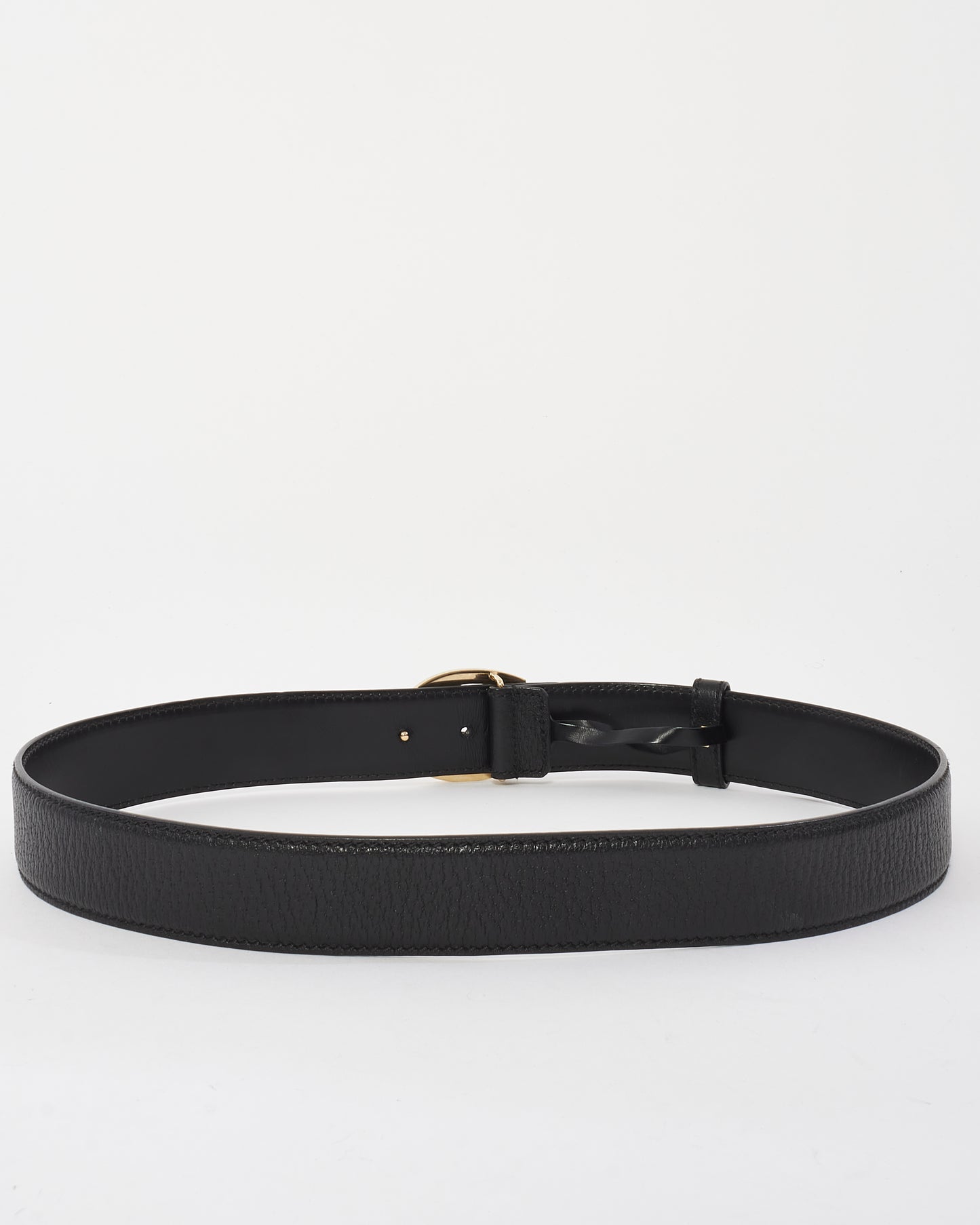 Gucci Black Grained Leather Gold G Buckle Belt - 85/34