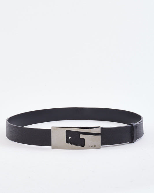 Gucci Black Leather Geometric Logo Belt - 85/34