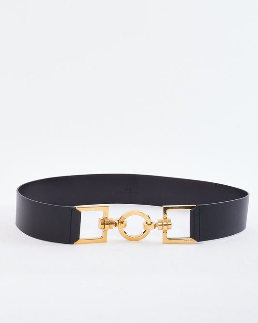 Gucci Black Leather Horsebit Link Belt - 85/34