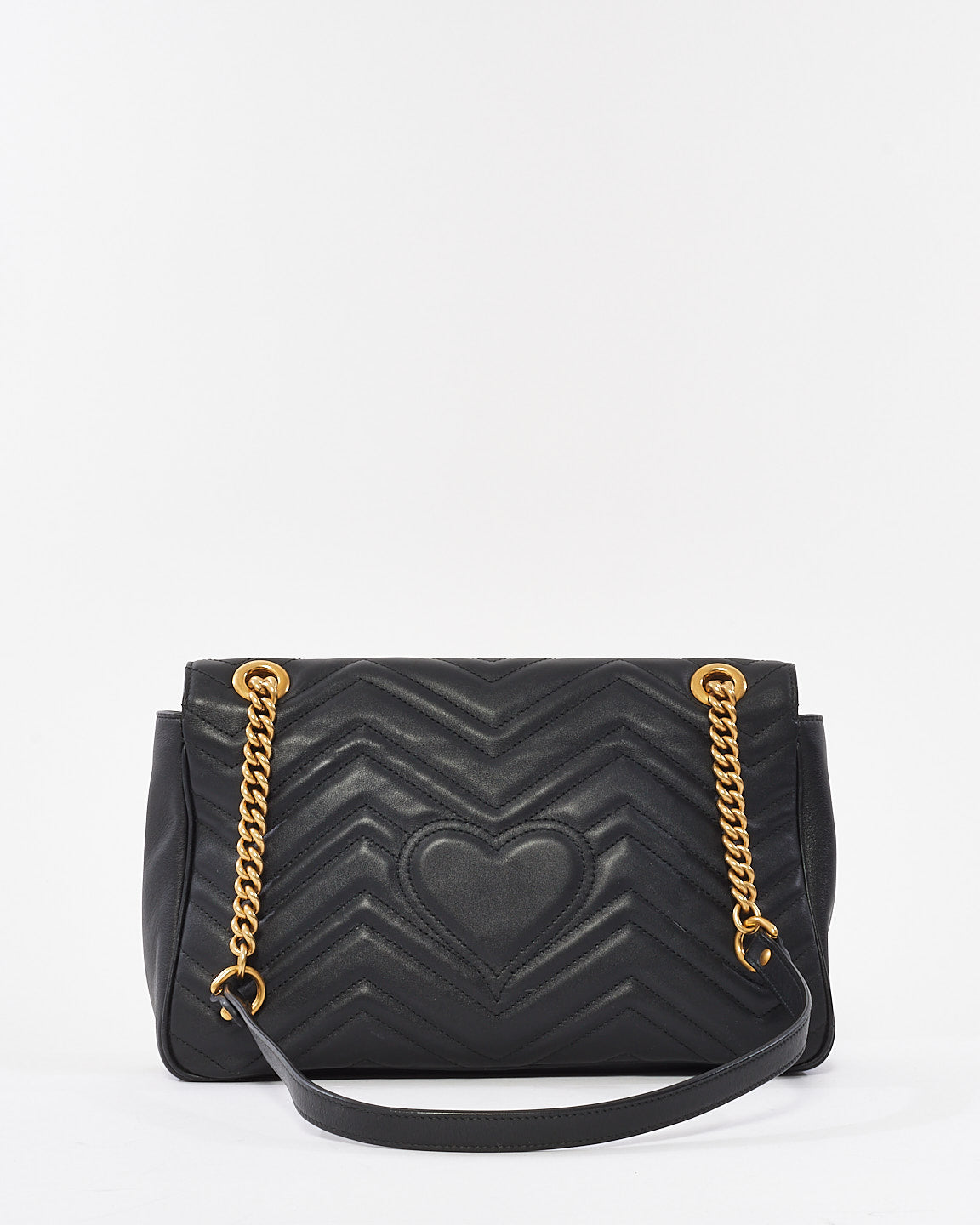Gucci Black Leather Marmont Medium Flap Shoulder Bag